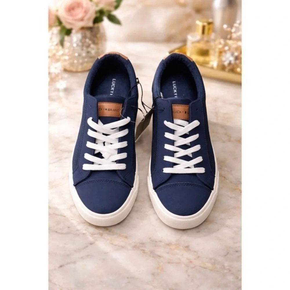 Lucky Brand Scott Mens Sneakers Navy White Low Top Shoes LB-SCOTT-MS Size 12‎